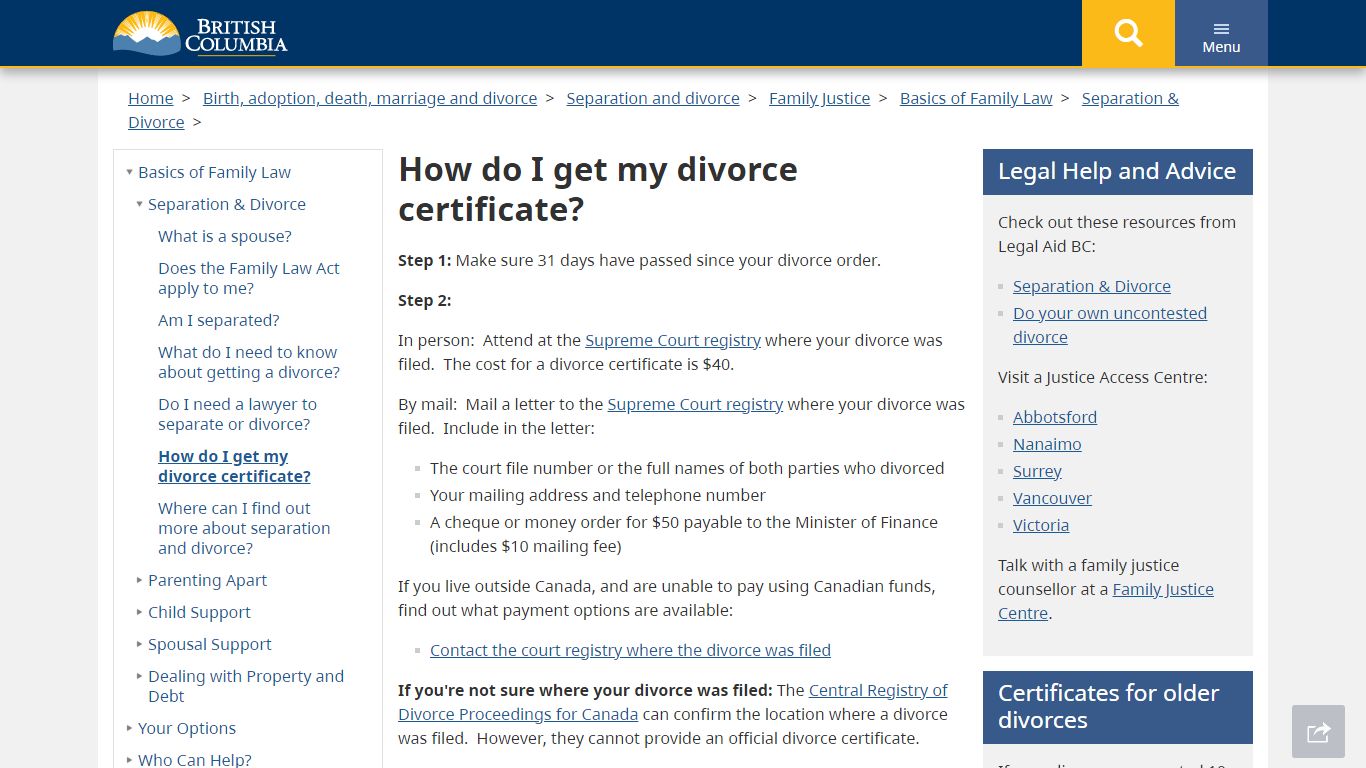 How do I get my divorce certificate? - Gov